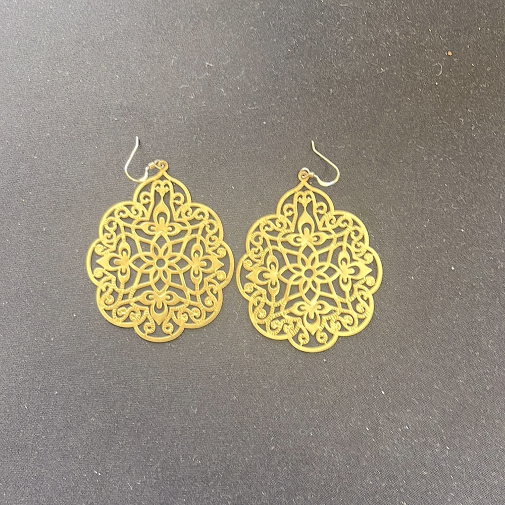 14 karat over brass filigree earrings